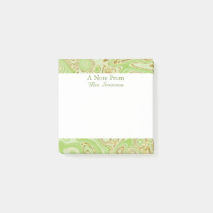 Post-it® Elégant Marbre Vert Or Personnalisé Sticky Note