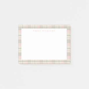Post-it® Élégant minimaliste plaid rose vert