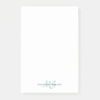 Élégant Mint Green Chic Brush Script Monogramme mi