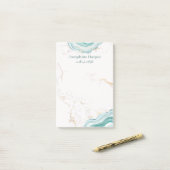 Post-it® Elégant Mint Green Geode Gold Parties scintillant  (Sur un bureau)