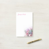 Post-it® Élégant Modèle d'aquarelle Script Rose (Sur un bureau)