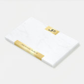 Post-it® Élégant Modèle en marbre doré Monogramme moderne (Incliné)