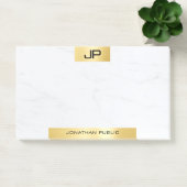 Post-it® Élégant Modèle en marbre doré Monogramme moderne (Bureau)