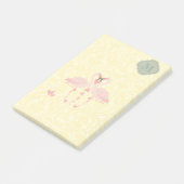 Post-it® Élégant moderne flamants mignons monogramme damas (Incliné)