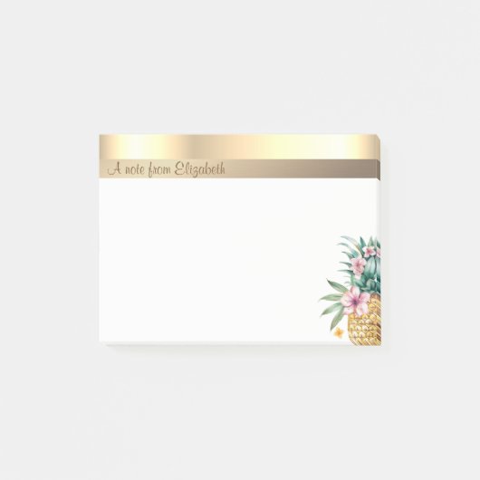 Post-it® Élégant Moderne Fleur de Lys Ananas Doré (Devant)