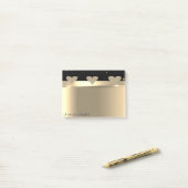 Post-it® Elégant Moderne Glitterie Coeurs Or - Personnalisé (Sur un bureau)