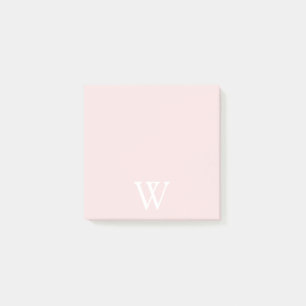 Post-it® Élégant Monogramme blanc initial rose pâle