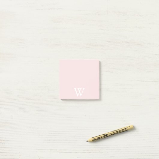 Post-it® Élégant Monogramme blanc initial rose pâle (Sur un bureau)