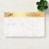 Post-it® Élégant Monogramme Marbre Or Simple Modèle (Bureau)