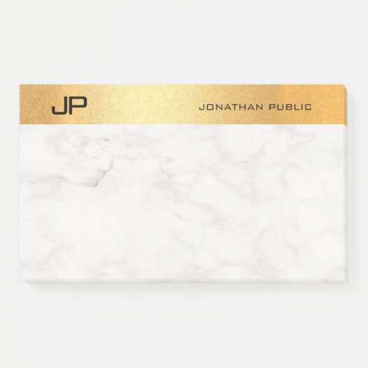 Post-it® Élégant Monogramme Marbre Or Simple Modèle (Devant)