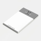 Post-it® Élégant Monogramme Moderne Simple Gris Noir Blanc  (Incliné)