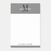 Élégant Monogramme Moderne Simple Gris Noir Blanc