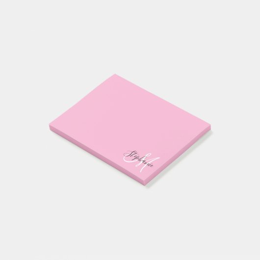 Post-it® Élégant Monogramme noir et blanc rose clair (Incliné)