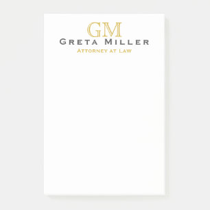 Post-it® Élégant Monogramme Or Classique Simple