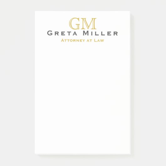 Post-it® Élégant Monogramme Or Classique Simple (Devant)