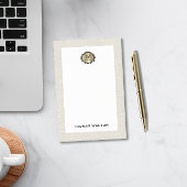 Post-it® Élégant Monogramme Or Cuir Blanc Crème Aspect
