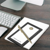 Post-it® Élégant Monogramme Or Cuir Noir Aspect
