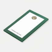 Post-it® Élégant Monogramme Or Vert Émeraude Cuir Aspect (Incliné)