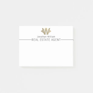 Post-it® Élégant Monogramme personnalisé blanc et or