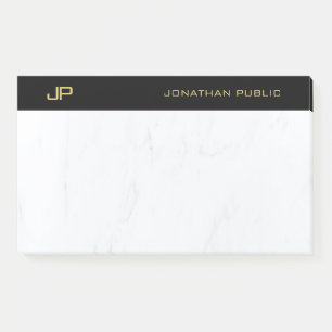 Post-it® Élégant Monogramme Professionnel Noir Or Simple