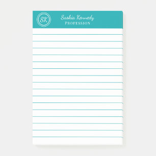 Post-it® Élégant Monogramme professionnel Turquoise