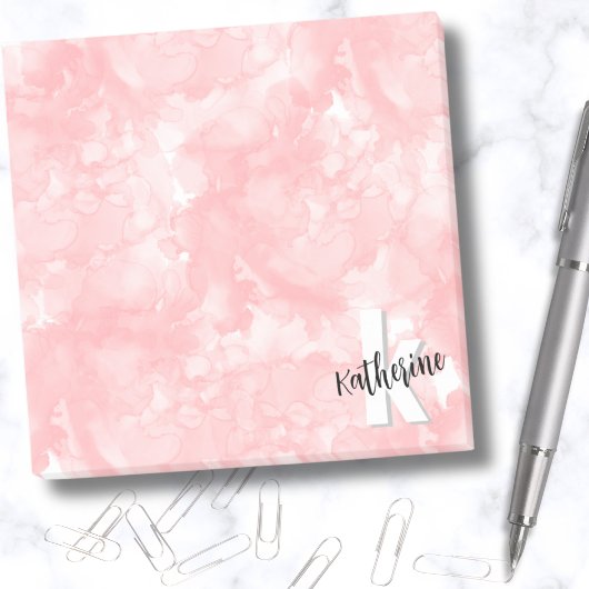 Post-it® Élégant Monogramme rose Aquarelle tendance