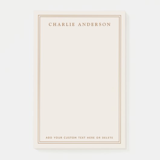 Post-it® Elegant name double border light tan brown (Devant)