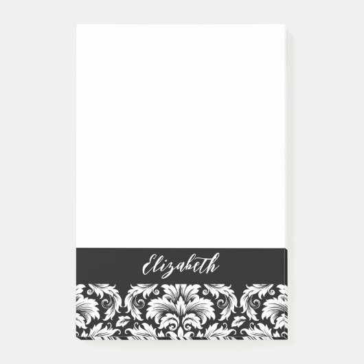 Post-it® Elégant noir blanc Damas (Devant)
