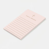 Post-it® Elégant nom de croix chrétienne clair rose pâle (Incliné)