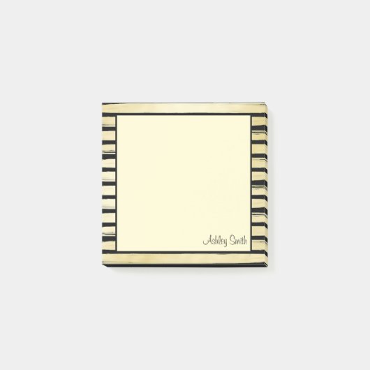 Post-it® Elégant nom personnalisé noir feuille d'or peint r (Devant)