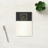 Post-it® Élégant or Foil Look Scrollwork Script sur noir (Bureau)