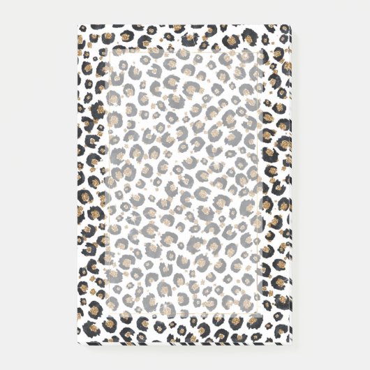 Post-it® Élégant Parties scintillant d'or Motif Leopard (Devant)