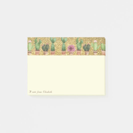 Post-it® Elégant, Parties scintillant Or, Cactus (Devant)
