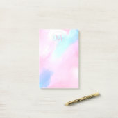 Post-it® Elégant Pastel bleu rose aquarelle peinture (Sur un bureau)