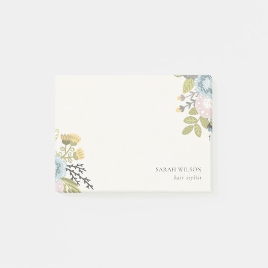 Post-it® Élégant Pastel Boho Blush Blue Green Leafy Floral (Devant)