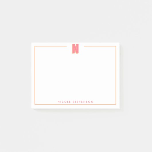 Post-it® Elegant Personalized Monogram 3D Letter N Initial  (Devant)