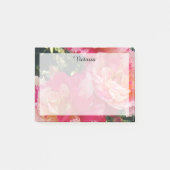 Post-it® Élégant Pink Blanc Gratté Rose Floral (Devant)