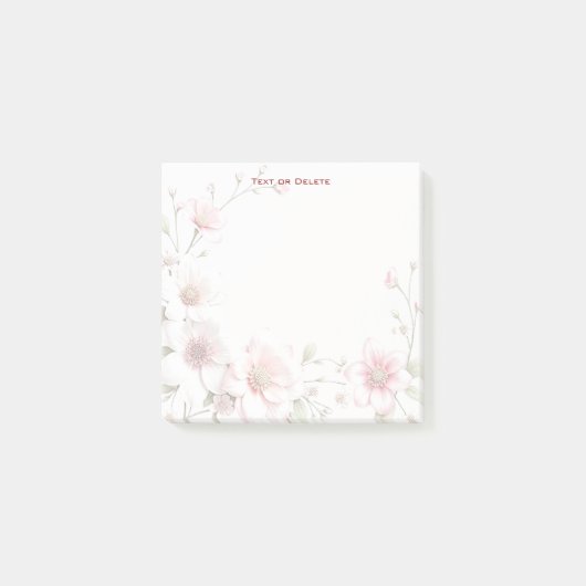 Post-it® Elegant Pink White Floral Post it Notes (Devant)