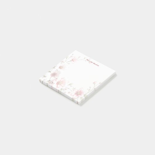 Post-it® Elegant Pink White Floral Post it Notes (Incliné)