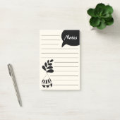 Post-it® Élégant Pot Fleur dessiné à la main Noir et Blanc (Bureau)