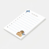 Post-it® Élégant Raphael Cherub & Bleu Papillon sur Blanc (Incliné)