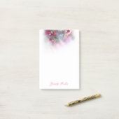 Post-it® Elégant Rose Aquarelle Fleurs à main Script (Sur un bureau)