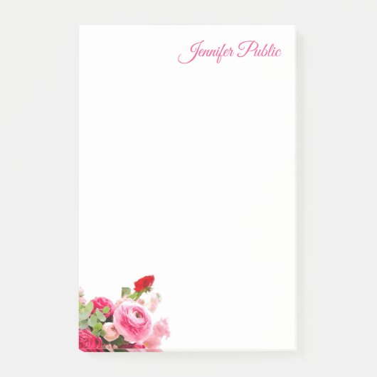 Post-it® Elégant Rose aquarelle texte main (Devant)