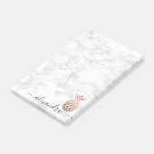 Post-it® Élégant rose en cuivre, ananas en marbre blanc (Incliné)