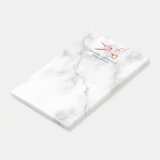 Post-it® Elégant rose en cuivre ciseaux en or coiffeuse (Incliné)