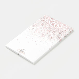 Post-it® Elégant rose en or mandala confetti design