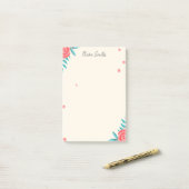 Post-it® Élégant Rose Floral Personnalisé (Sur un bureau)