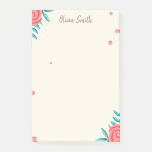 Post-it® Élégant Rose Floral Personnalisé