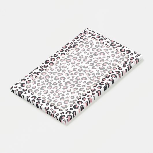 Post-it® Élégant Rose Léopard Noir Motif (Incliné)