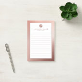 Post-it® Élégant Rose Or Monogramme Lined (Bureau)